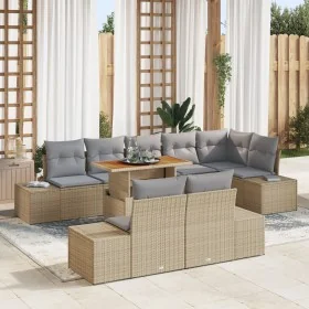 Juego de Sofá de Jardín de 9 Piezas con Cojines Beige Ratán Sintético von , Outdoor-Sofas - Ref: Foro24-3358716, Preis: 736,5...