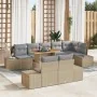 Juego de Sofá de Jardín de 9 Piezas con Cojines Beige Ratán Sintético de , Sofás de exterior - Ref: Foro24-3358716, Precio: 7...