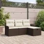 Conjunto de Sofá de Jardín de 4 Piezas con Cojines Marrón Ratán Polimérico | Foro24.es | Tu tienda online para hogar, jardín y más Foro24.es
