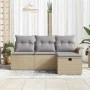 Juego de sofá de jardín de 4 piezas con cojines beige de ratán de polietileno | Foro24.es | Tu tienda online para hogar, jardín y más Foro24.es