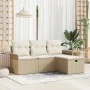 Conjunto de Sofá de Jardín de 4 Piezas con Cojines Beige Ratán Polímero de , Sofás de exterior - Ref: Foro24-3358850, Precio:...
