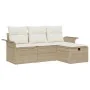 Conjunto de Sofá de Jardín de 4 Piezas con Cojines Beige Ratán Polímero de , Sofás de exterior - Ref: Foro24-3358850, Precio:...