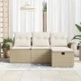 Conjunto de Sofá de Jardín de 4 Piezas con Cojines Beige Ratán Polímero de , Sofás de exterior - Ref: Foro24-3358850, Precio:...