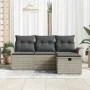 Conjunto de Sofá de Jardín de 4 Piezas con Cojines de Ratán Poliéster Gris Claro | Foro24.es | Tu tienda online para hogar, jardín y más Foro24.es