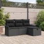Conjunto de Sofá de Jardín de 4 Piezas con Cojines Negro Poliratán | Foro24.es | Tu tienda online para hogar, jardín y más Foro24.es