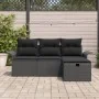 Conjunto de Sofá de Jardín de 4 Piezas con Cojines Negro Poliratán | Foro24.es | Tu tienda online para hogar, jardín y más Foro24.es