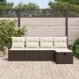 Conjunto de Sofá de Jardín de 5 piezas con Cojines Marrón Ratán Poliéster | Foro24.es | Tu tienda online para hogar, jardín y más Foro24.es