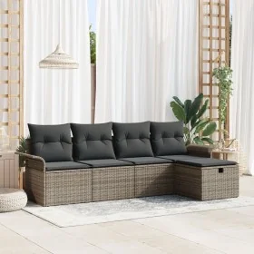 Juego de Sofá de 5 Piezas con Cojines Gris Rattan de Polietileno de , Sofás de exterior - Ref: Foro24-3358858, Precio: 313,04...