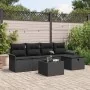 Conjunto de sofá de jardín de 6 piezas con cojines Negro Poliratán | Foro24.es | Tu tienda online para hogar, jardín y más Foro24.es