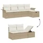 Conjunto de Sofás de Jardín de 6 Piezas con Cojines Beige de Ratán Poliéster von , Outdoor-Sofas - Ref: Foro24-3358870, Preis...