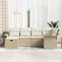 Conjunto de Sofás de Jardín de 6 Piezas con Cojines Beige de Ratán Poliéster by , Outdoor sofas - Ref: Foro24-3358880, Price:...