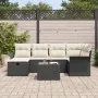 Conjunto de Sofás de Jardín de 7 Piezas con Cojines Negros de Poliratán | Foro24.es | Tu tienda online para hogar, jardín y más Foro24.es