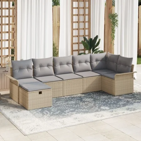 Conjunto de Sofá de Jardín de 7 Piezas con Cojines Beige Ratán Poliéster | Foro24.es | Tu tienda online para hogar, jardín y más Foro24.es