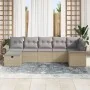 Conjunto de Sofá de Jardín de 7 Piezas con Cojines Beige Ratán Poliéster | Foro24.es | Tu tienda online para hogar, jardín y más Foro24.es