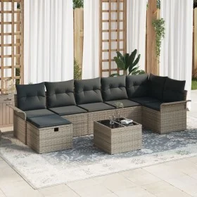 Conjunto de Sofá de Jardín de 8 Piezas con Cojines en Gris Ratán Poliéster by , Outdoor sofas - Ref: Foro24-3358908, Price: 4...
