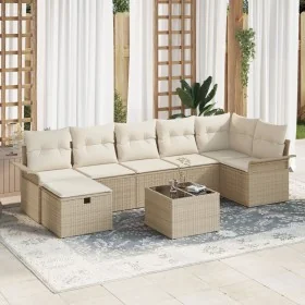 Juego de Sofá de Jardín de 8 Piezas con Cojines Beige Poliratán de , Sofás de exterior - Ref: Foro24-3358910, Precio: 537,26 ...