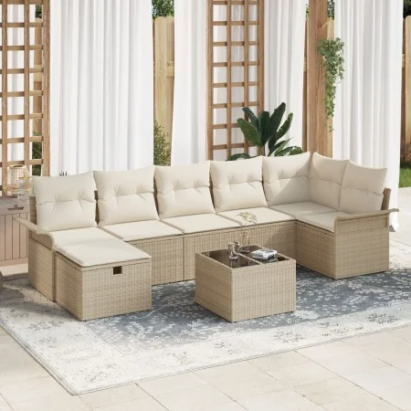 Juego de Sofá de Jardín de 8 Piezas con Cojines Beige Poliratán de , Sofás de exterior - Ref: Foro24-3358910, Precio: 537,26 ...