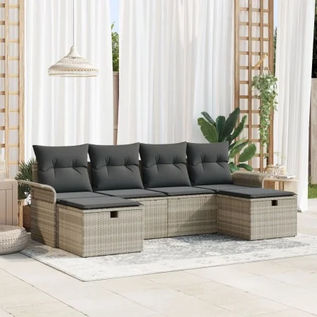 Juego de Sofá de Jardín de 6 Piezas con Cojines Beige y Gris de Ratán Poliéster | Foro24.es | Tu tienda online para hogar, jardín y más Foro24.es