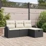 Conjunto de sofá de jardín de 4 piezas con cojines en ratán negro | Foro24.es | Tu tienda online para hogar, jardín y más Foro24.es