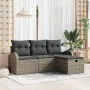 Conjunto de Sofá de Jardín de 4 Piezas con Cojines Ratán Poliéster Gris de , Sofás de exterior - Ref: Foro24-3359048, Precio:...
