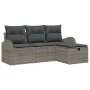 Conjunto de Sofá de Jardín de 4 Piezas con Cojines Ratán Poliéster Gris de , Sofás de exterior - Ref: Foro24-3359048, Precio:...