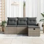 Conjunto de Sofá de Jardín de 4 Piezas con Cojines Ratán Poliéster Gris de , Sofás de exterior - Ref: Foro24-3359048, Precio:...