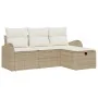 Conjunto de Sofá de Jardín de 4 Piezas con Cojines Beige de Poliratán | Foro24.es | Tu tienda online para hogar, jardín y más Foro24.es