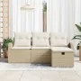 Conjunto de Sofá de Jardín de 4 Piezas con Cojines Beige de Poliratán | Foro24.es | Tu tienda online para hogar, jardín y más Foro24.es