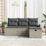 Juego de Sofás de Jardín de 4 Piezas con Cojines Gris Claro Poliratán by , Outdoor sofas - Ref: Foro24-3359051, Price: 278,52...