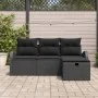 Juego de Sofás de Jardín de 4 Piezas con Cojines Negro Poliratán by , Outdoor sofas - Ref: Foro24-3359052, Price: 264,03 €, D...