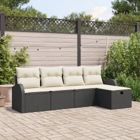 Conjunto Sofá de Jardín 5 Piezas Cojines Negro
