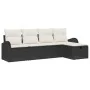 Conjunto Sofá de Jardín 5 Piezas Cojines Negro Poliratán | Foro24.es | Tu tienda online para hogar, jardín y más Foro24.es