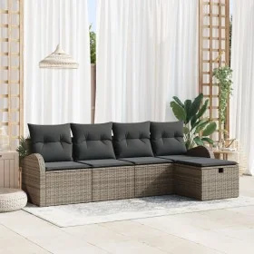 Conjunto de Sofá de Jardín de 5 Piezas con Cojines Gris Poliratán von , Outdoor-Sofas - Ref: Foro24-3359058, Preis: 311,78 €,...