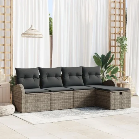 Conjunto de Sofá de Jardín de 5 Piezas con Cojines Gris Poliratán von , Outdoor-Sofas - Ref: Foro24-3359058, Preis: 311,78 €,...