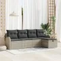 Conjunto de Sofá de Jardín de 5 Piezas con Cojines en Poliratán Gris Claro by , Outdoor sofas - Ref: Foro24-3359061, Price: 3...
