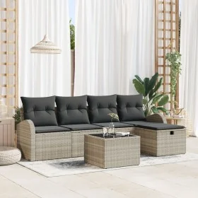 Conjunto de Sofá de Jardín de 6 Piezas con Cojines Ratán Poligrey de , Sofás de exterior - Ref: Foro24-3359071, Precio: 389,4...
