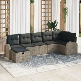 Set de sofá de jardín de 7 piezas con cojines gris ratán by , Outdoor sofas - Ref: Foro24-3359098, Price: 438,36 €, Discount:...
