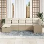 Conjunto de Sofá de Jardín de 7 Piezas Con Cojines Beige de Ratán Sintético | Foro24.es | Tu tienda online para hogar, jardín y más Foro24.es