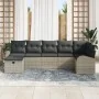 Conjunto de sofá de jardín de 7 piezas con cojines grises de ratán de , Sofás de exterior - Ref: Foro24-3359101, Precio: 484,...