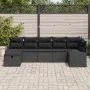 Juego de Sofá de Jardín de 7 Piezas con Cojines Negro Ratán Poliéster de , Sofás de exterior - Ref: Foro24-3359102, Precio: 4...