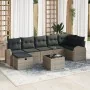 Juego de Sofá de Jardín de 8 Piezas con Cojines Grises de Poli Rattan de , Sofás de exterior - Ref: Foro24-3359108, Precio: 4...