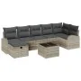 Juego de Sofás de Jardín de 8 Piezas con Cojines Gris Claro de Ratán Poliéster von , Outdoor-Sofas - Ref: Foro24-3359111, Pre...