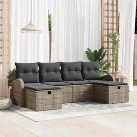 Juego de Sofás de Jardín de 6 Piezas con Cojines en Ratán Gris by , Outdoor sofas - Ref: Foro24-3359118, Price: 360,00 €, Dis...