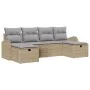 Conjunto de Sofá de Jardín de 6 Piezas con Cojines Beige Poliratán | Foro24.es | Tu tienda online para hogar, jardín y más Foro24.es