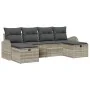 Set de Sofá de Jardín de 6 Piezas con Cojines Gris Claro Ratán Poliéster de , Sofás de exterior - Ref: Foro24-3359121, Precio...