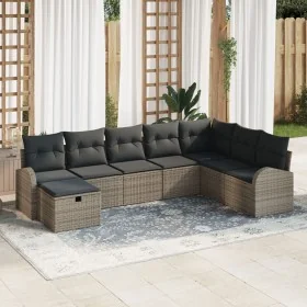 Juego de Sofá de Jardín de 8 Piezas con Cojines Gris de Ratán Poliéster von , Outdoor-Sofas - Ref: Foro24-3359128, Preis: 490...