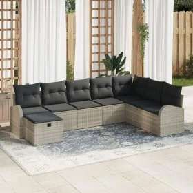 Set de Sofá de Jardín de 8 Piezas con Cojines Ratán Poliéster Gris Claro by , Outdoor sofas - Ref: Foro24-3359131, Price: 561...