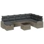 Juego de Sofá de Jardín de 9 Piezas con Cojines Gris Ratán Poliéster von , Outdoor-Sofas - Ref: Foro24-3359138, Preis: 547,05...