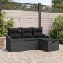 Juego de Sofá de Jardín de 4 Piezas con Cojines Negro Ratán Sintético by , Outdoor sofas - Ref: Foro24-3359252, Price: 262,45...