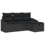 Juego de Sofá de Jardín de 4 Piezas con Cojines Negro Ratán Sintético by , Outdoor sofas - Ref: Foro24-3359252, Price: 262,45...